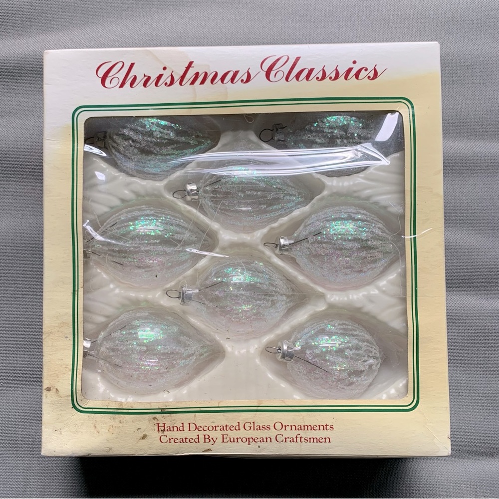 Hand Painted Vintage Christmas Ornaments.  European.  Hand Blown Glass.